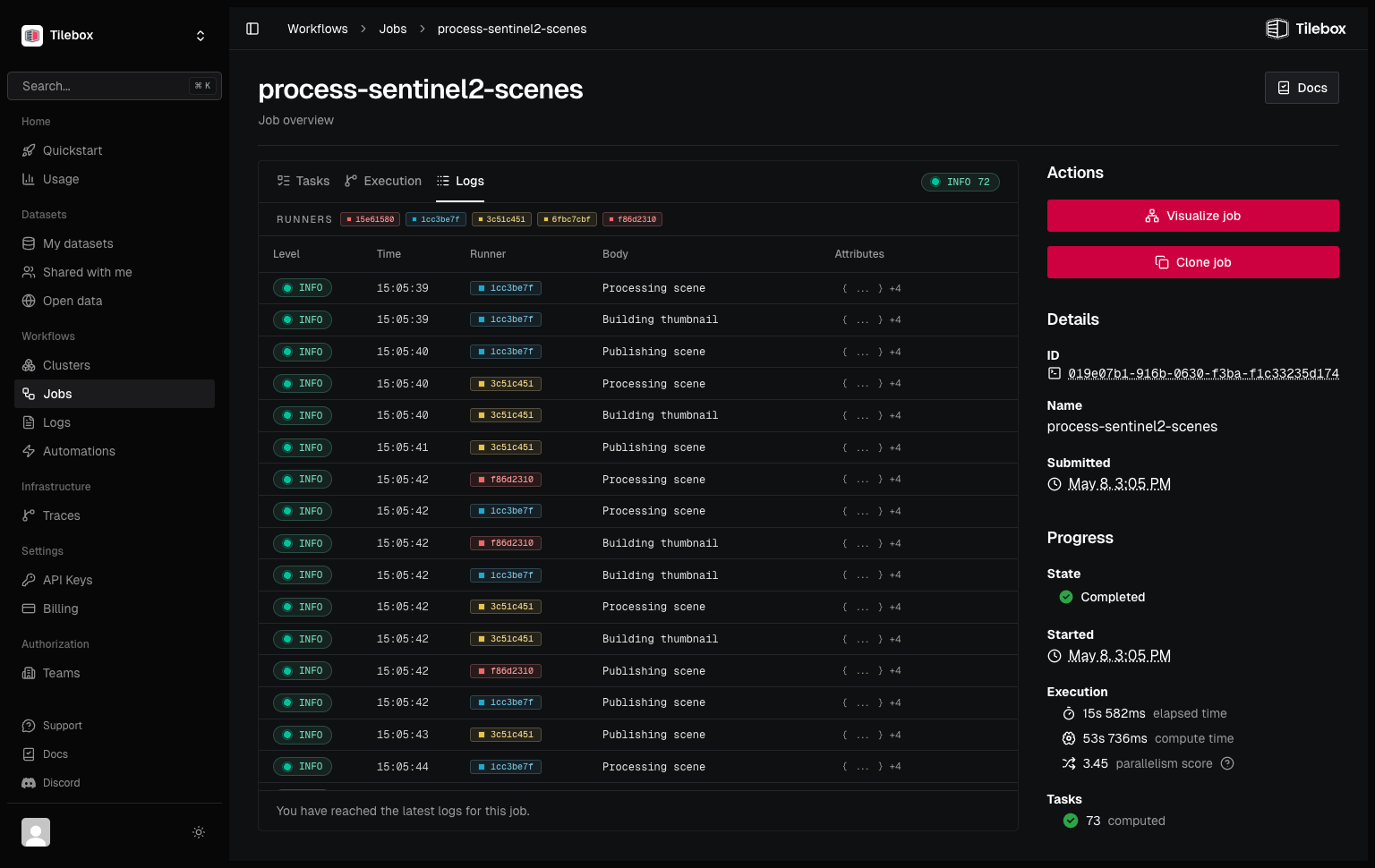 Job Logs View